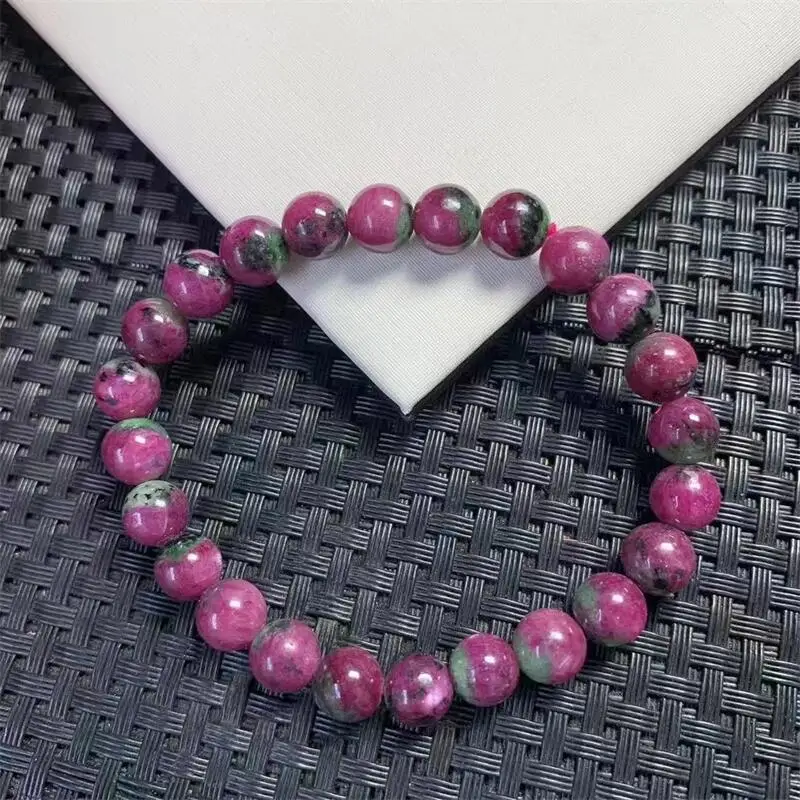 Natural Ruby In Zoisite Bracelet Fashion Crystal Gemstone Woman Amulet Jewelry Healing Healing Gift 8MM