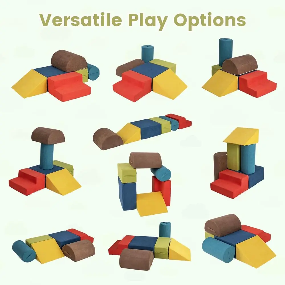 مجموعة مكعبات إسفنجية للتسلق للأطفال مكونة من 6 قطع: صالة ألعاب رياضية ناعمة للأطفال مصنوعة من قماش الشنيل والشريحة