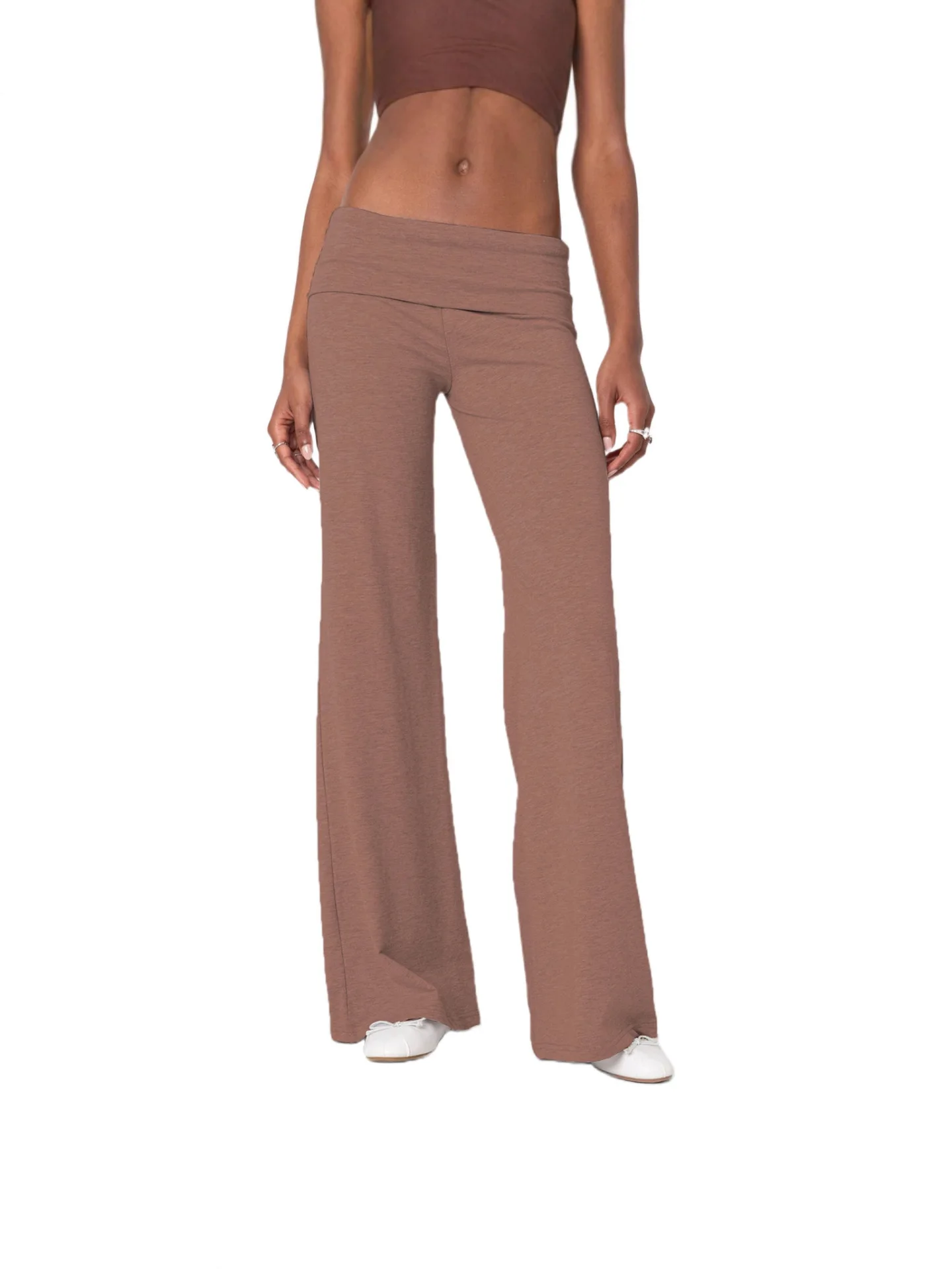 Casual Wide Leg Sweatpants for Women Fold Over Low Rise Flare Yoga Lounge Pants Back to School Clothes for Teen Girls Outfits