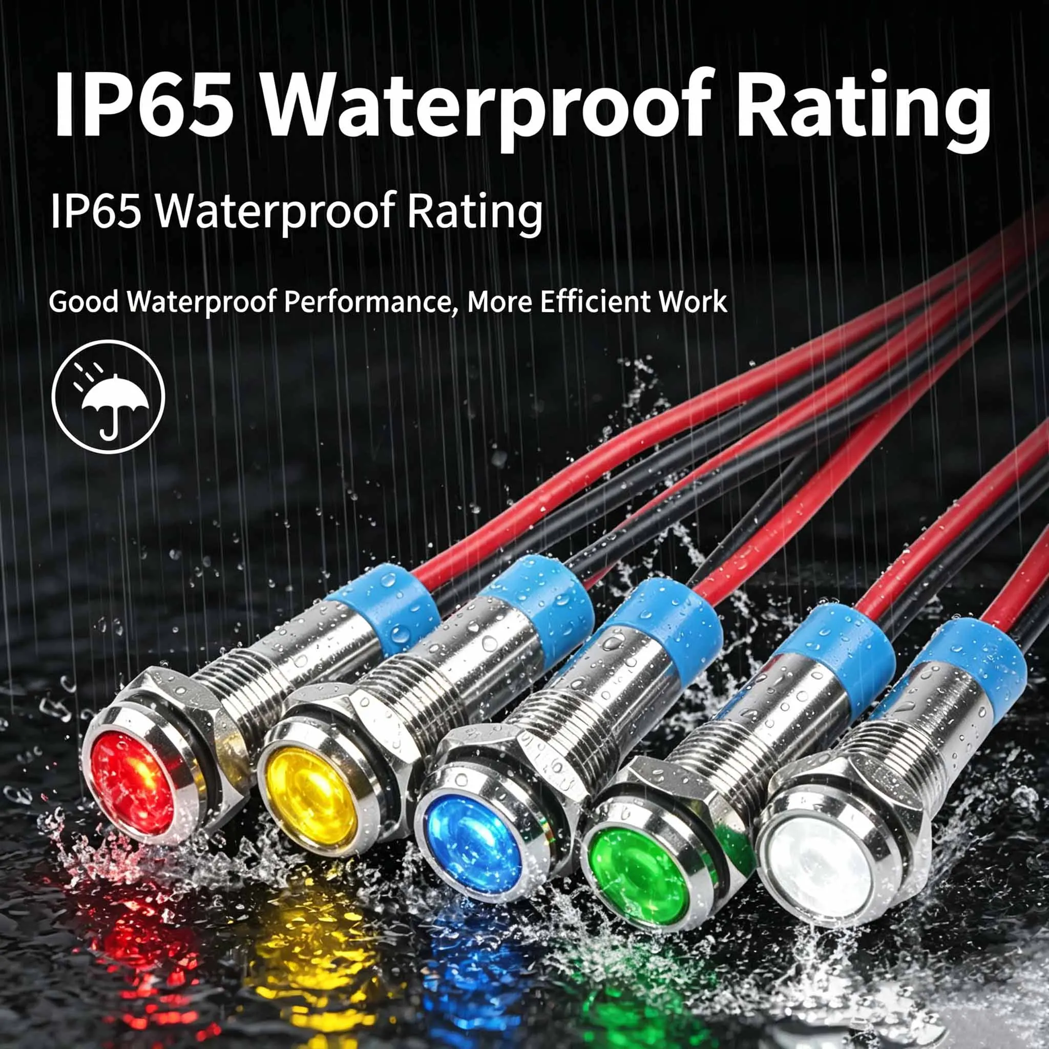 6mm Metal LED Indicator Light IP65 Waterproof Signal Lamp With Wire 6V 12V 24V 220V Red Yellow Blue Green White Pilot Lights
