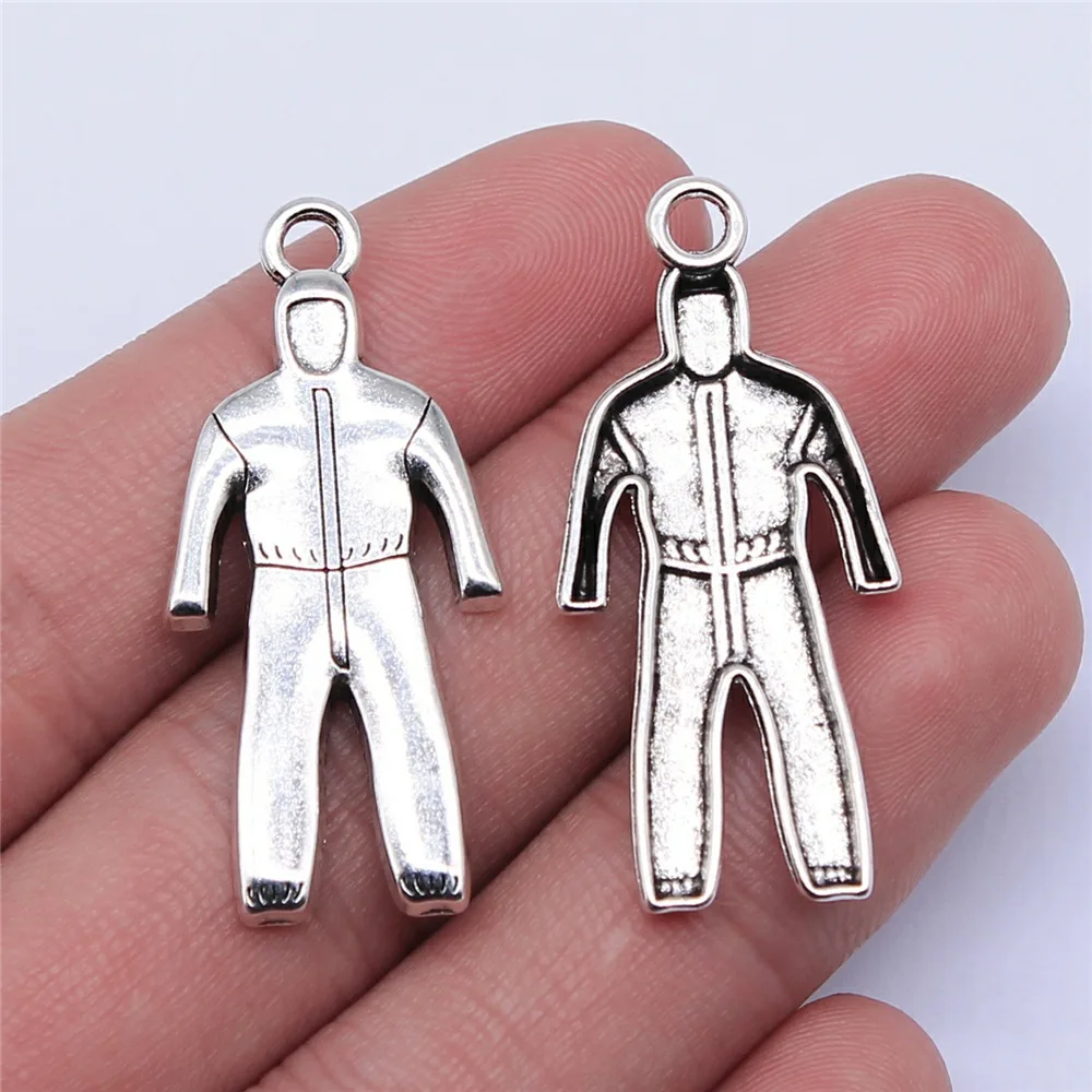 20pcs 39x18mm(1.54x0.71inch) Antique Silver Color Protective Suit Charms Vintage Hand Crafts Jewelry Making Accessories