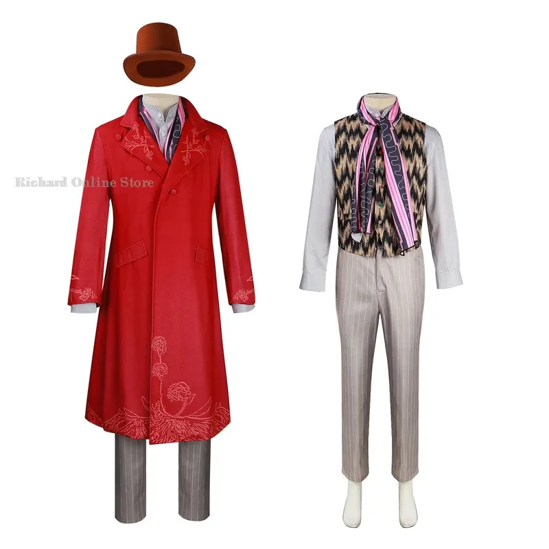 

2024, новый фильм, шоколадный костюм Уилли Вайк, парик, шляпа, заводская одежда для косплея, костюм для Хэллоуина, карнавала, S-XXXL