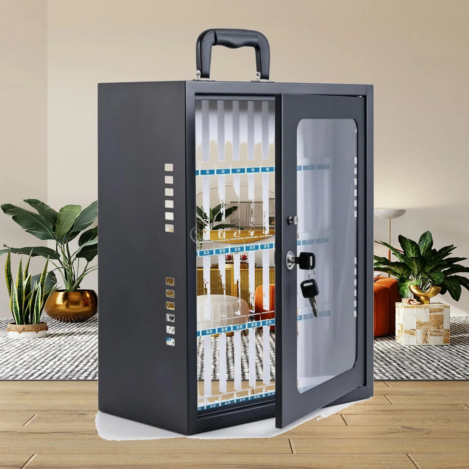 Wall Mountable Metal Phone Storage Box with Transparent Front for Device Management