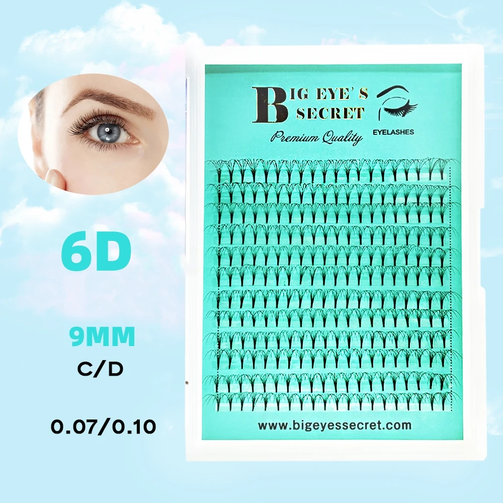 Big Eye's Secret 3D-6D Short Stem Eyelash Extension Heat Bonded Premade Volume Fans cils Faux Mink Premium Russian Volume Lashes