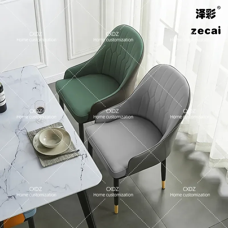 Nordic Light Luxury Dining Chair Metal Frame Soft Upholstered Backrest Comfortable Seat for Home Restaurant Hotel Leisure Use