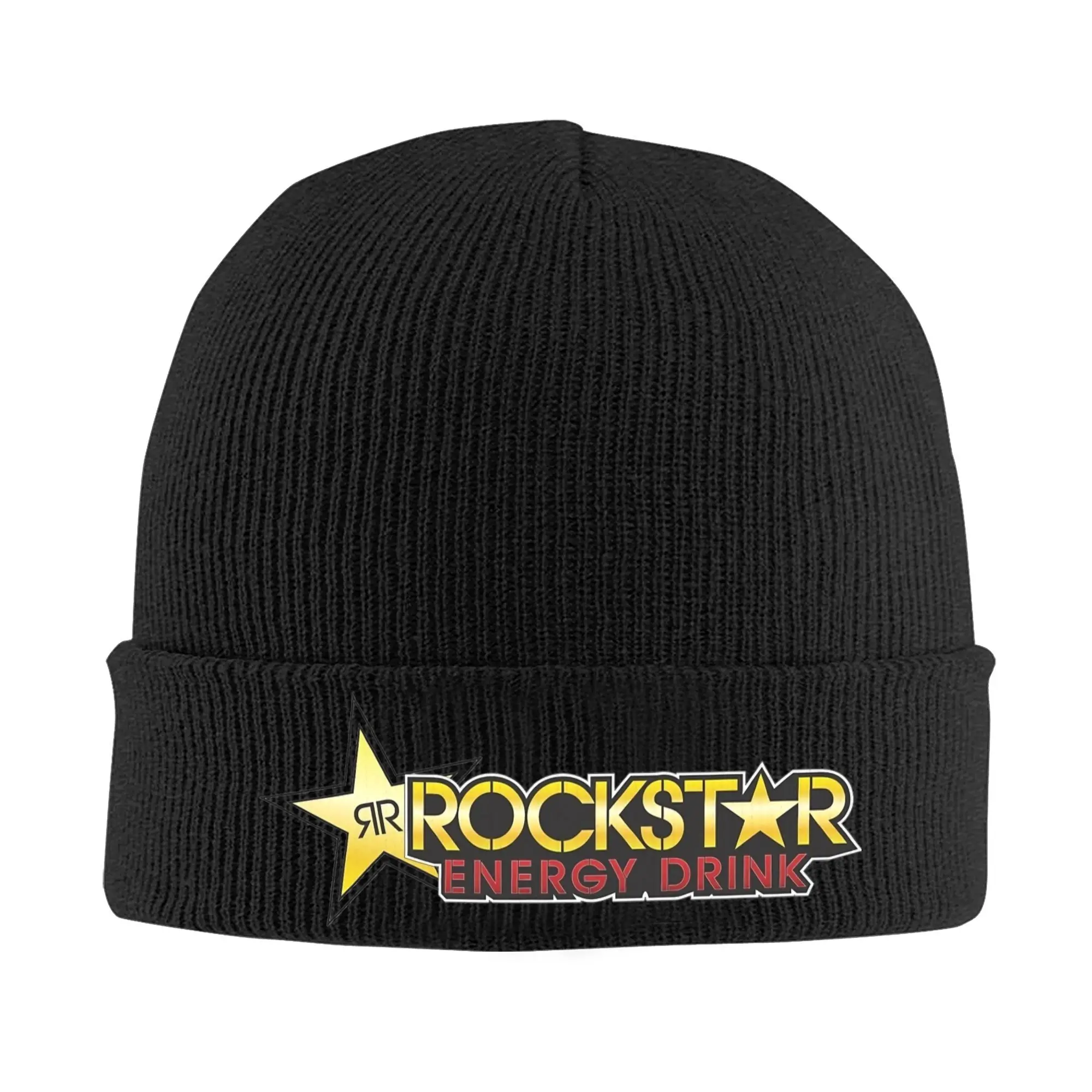 Rockstar Energy Drink Knitted Caps for Women Men Skullies Beanies Winter Hats Acrylic  Casual Melon Cap