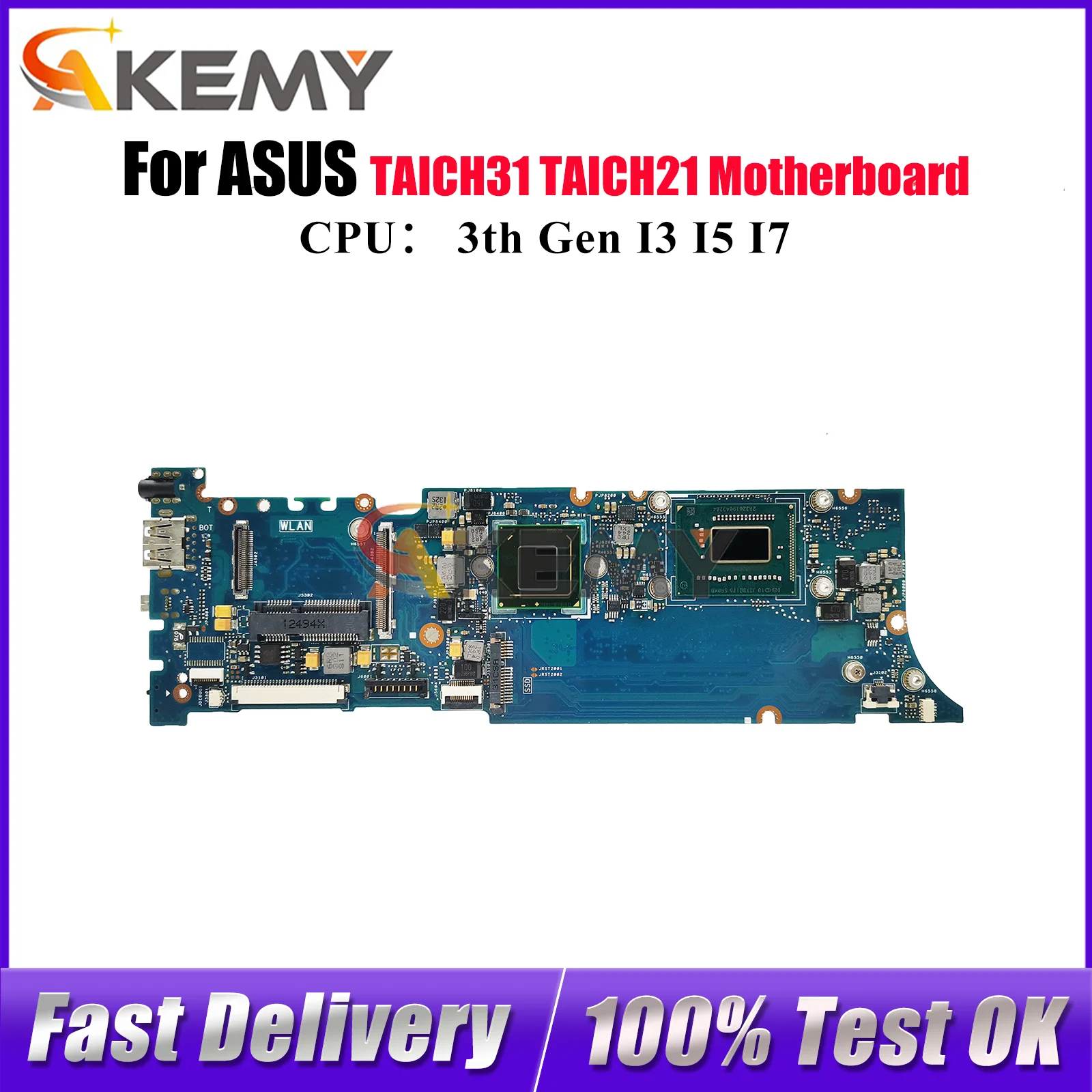 

TAICHI21 Laptop Motherboard For ASUS ZenBook TAICH21 TAICHI TAICH31 Notebook Mainboard With I3 I5 I7 CPU 100% tests OK fast ship