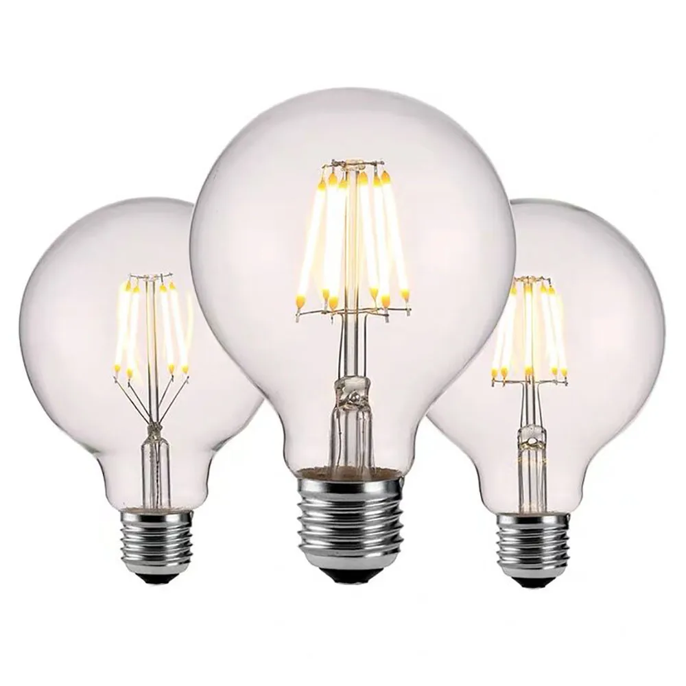 E27 Retro COB LED Filament COB Bulbs Lamp 10W 12W Big Global light bulb G45 A60 ST64 G80 G95 G125 clear glass indoor lamp AC220V