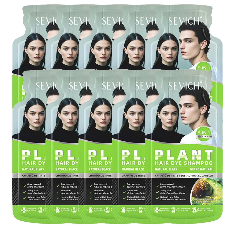 

10pcs Bubble Hair Dye Shampoo For Women Men Cover White Gray Hair Natural Plant Dyeing Shampoo Fast Black Hair Dye Shampoo