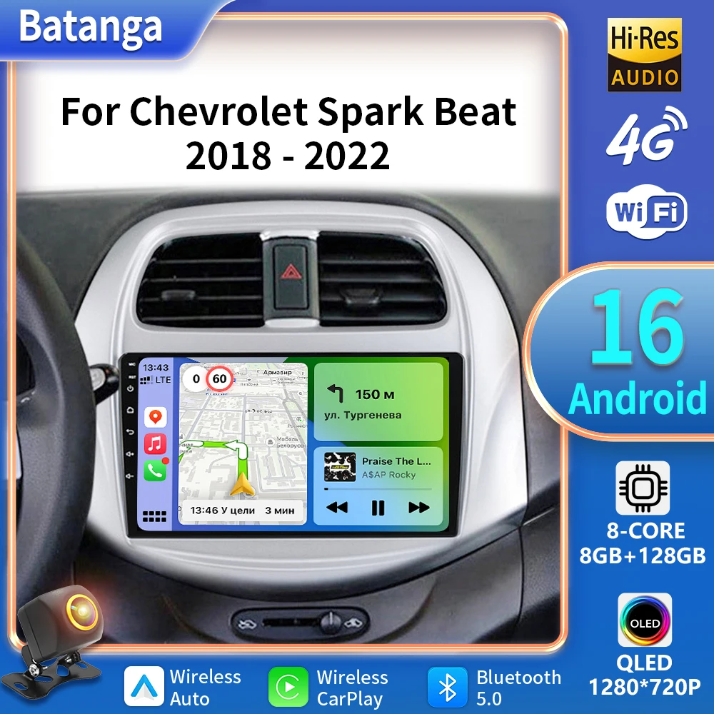 5G For CHEVROLET Spark Beat 2018 2019-2022 Multimedia Stereo Car DVD BT Player Navigation GPS Radio 5G WIFI Carplay No 2din DVD