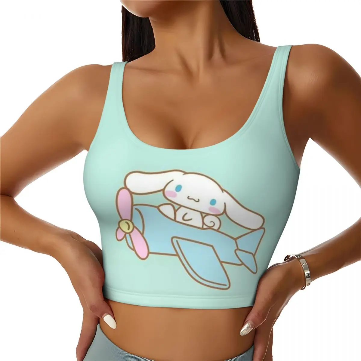 Custom Cinnamoroll New Anime Cartoons Workout Crop Tank Tops for Women Running Sports Bras