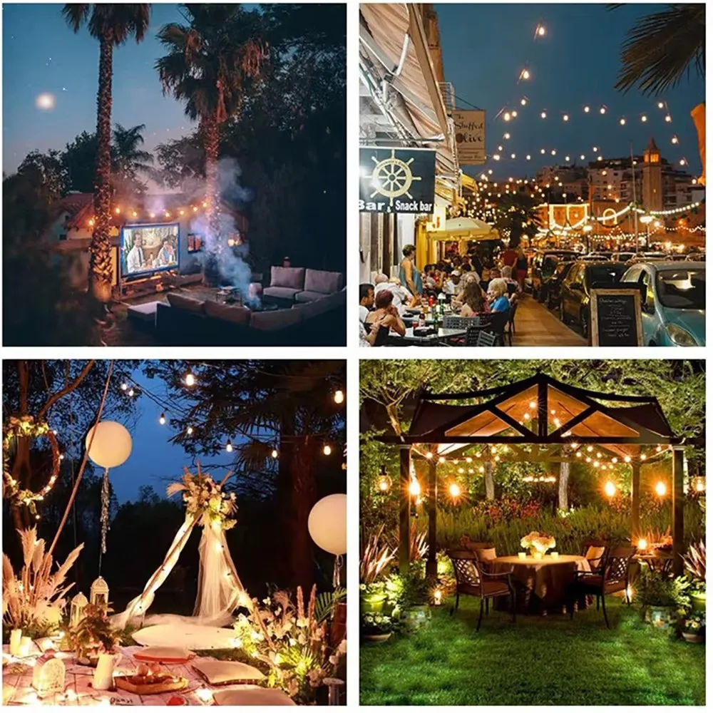 سلسلة إضاءة محيطة لحفلات عطلة الحديقة الشمسية مع أجهزة تحكم عن بعد ومصباح LED مقاوم للماء للفناء الخارجي G40 سلسلة أضواء