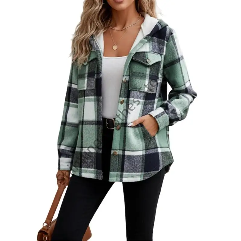 معطف مبطن من القطيفة M68A للنساء شتاء دافئ بأزرار سفلية وأكمام طويلة معاطف شبكية وسترات بغطاء للرأس