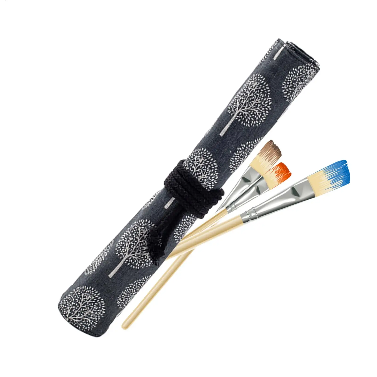 Paint Brushes Pencil Bag Roll Up Thick Canvas Wrap Pouch Storage For Painting Supply Watercolor Brush Pen Curtain