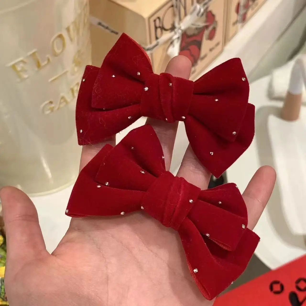 

Autumn/Winter New Year Red Big Bow Children's Head Clip Celebrating Princess Style Hair Hairwear