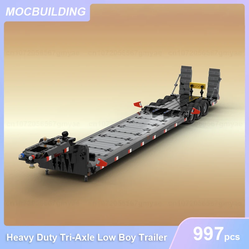 Heavy Duty Tri-Axle Low Boy Trailer 1:21 Scale (Mack) Model MOC Building Blocks DIY Assemble Bricks Educational Toys Gift 997PCS