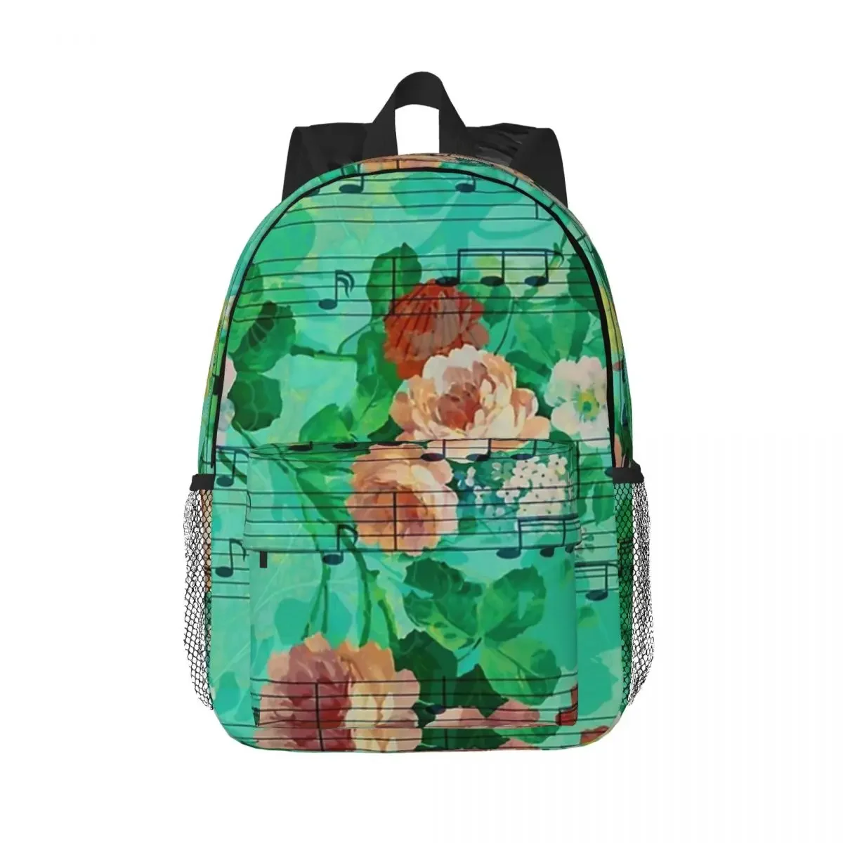 Colorful Flowers And Roses Infused With Music Sheet Backpacks Teenager Bookbag Cartoon School Bags Laptop Rucksack Shoulder Bag