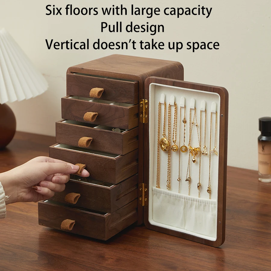 Extreme experience modern style log jewelry storage display cabinet multi-function space saving can be customized capacity