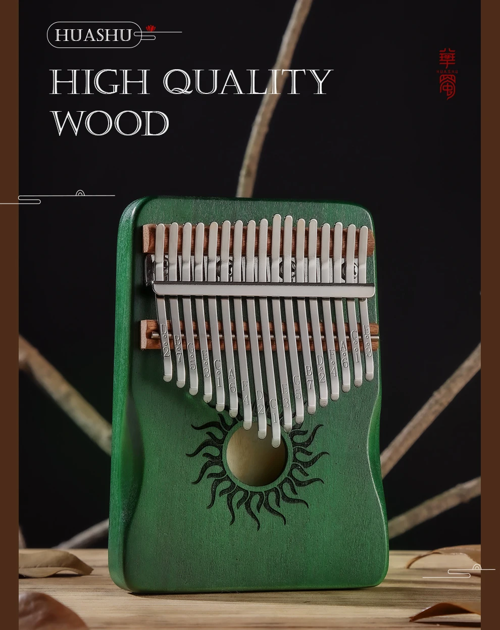 Hluru 17-Tasten-Kalimba aus Ahornholz, 21 Tasten, Daumenklavier, tragbares Fingerklavier für Anfänger, Mbira, Geschenk für Kinder und Erwachsene – Detail 8