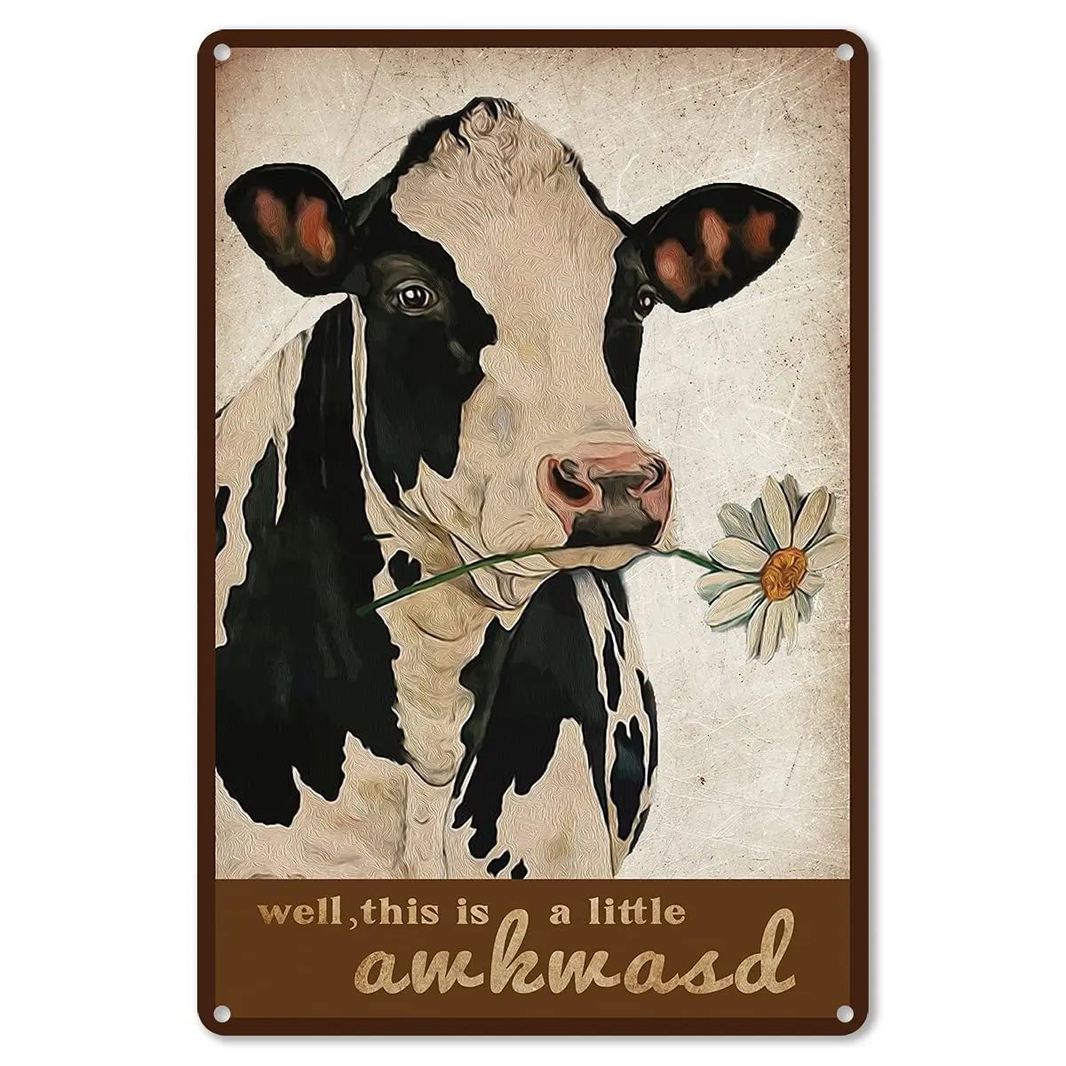 

Bathroom Quote Metal Tin Sign Wall Decor - Vintage Well This is a Little Awkward Cow Tin Sign for Toilet Bathroom WC Washroom