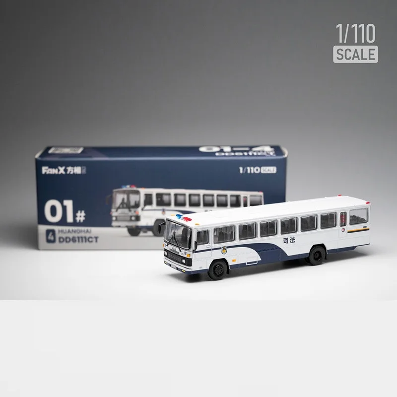 Fanx 1:110 Judi-cial Bus Blue&White NO.1 Alloy Simulation Model Car