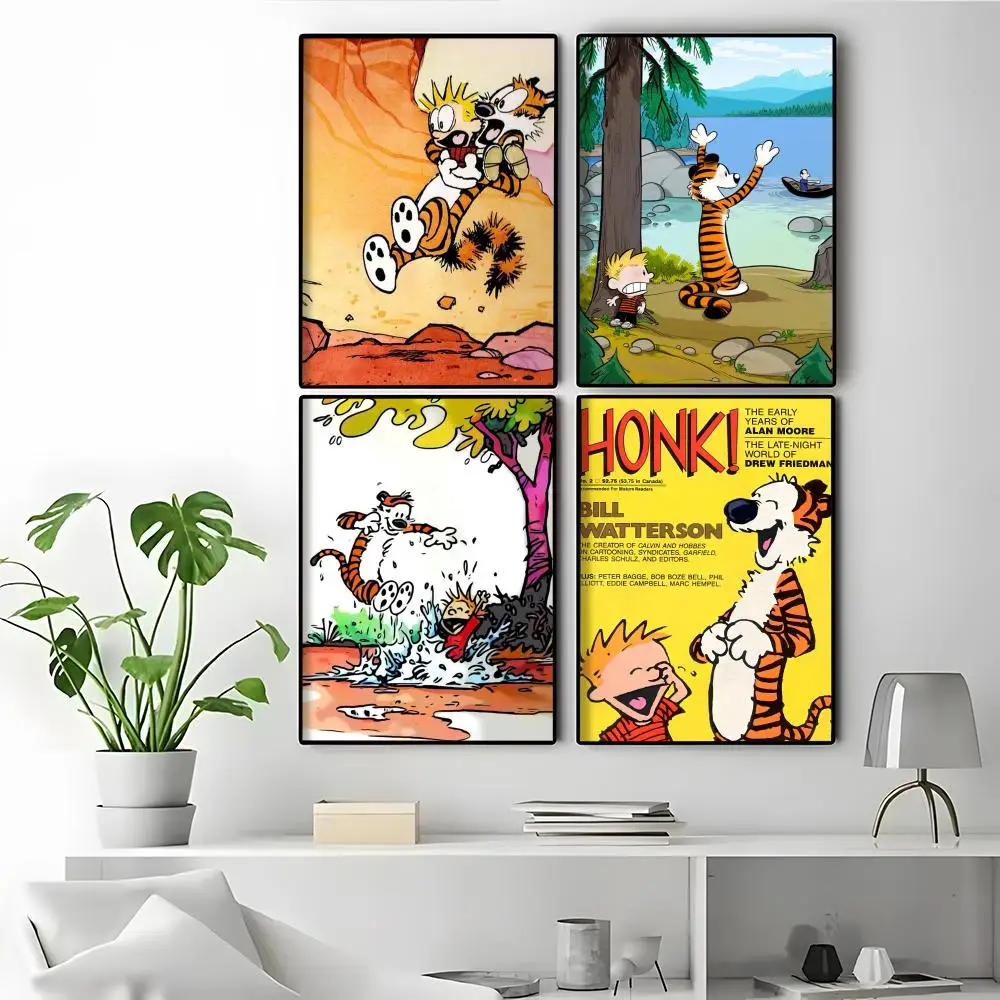 C-Calvin and H-Hobbes anime cartoon PVC Art Poster Sticky Wall Poster PVC Poster