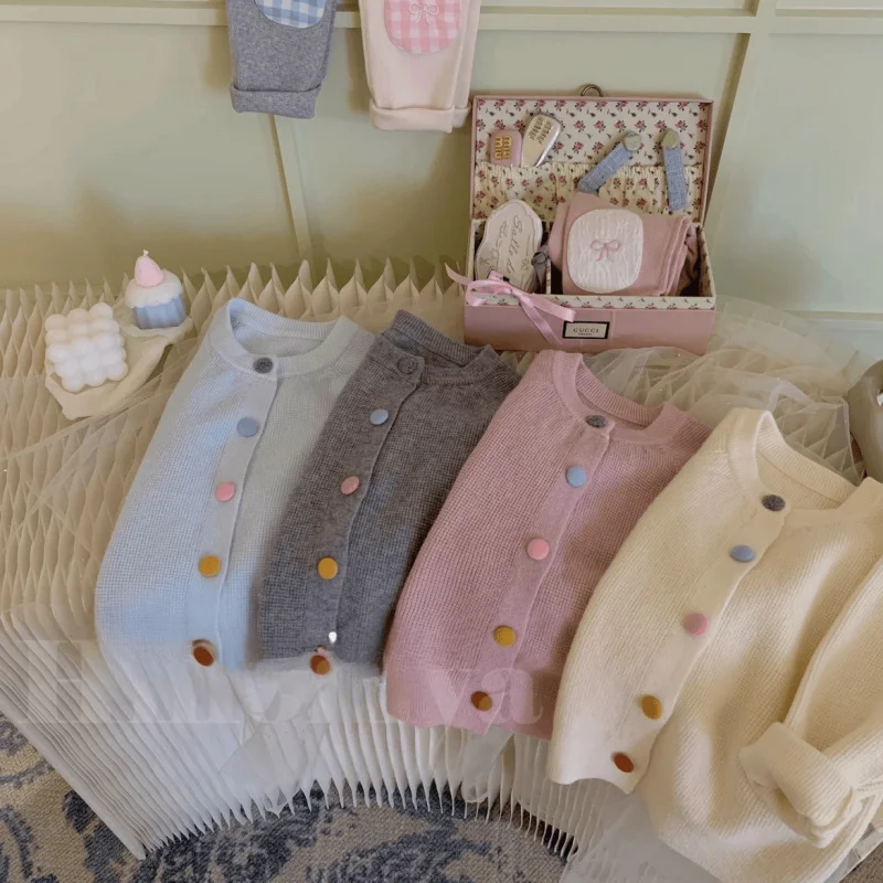 

01-Girls' Autumn New Knitted Sweater2025Trendy Candy Color Refreshing Versatile Sweater Jacket for Girls