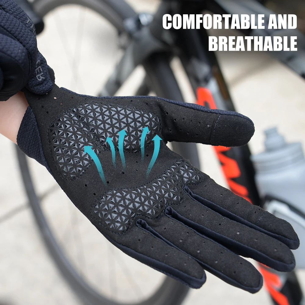 ThinkRider Cycling Gloves Long Full Fingers Sports Touch Screen Sports Women Men Summer long finger gloves MTB Road Riding