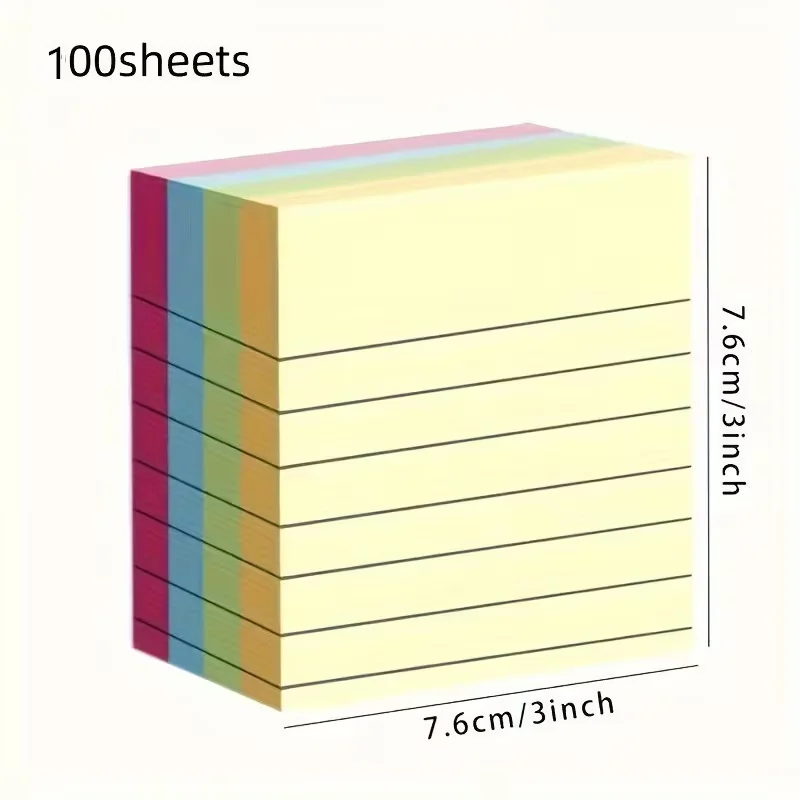 100 Sheets Per Book Creative Colorful Sticky Notes Stickers Office Stationery Home School Tearable Strongly Adhesive Note Papers