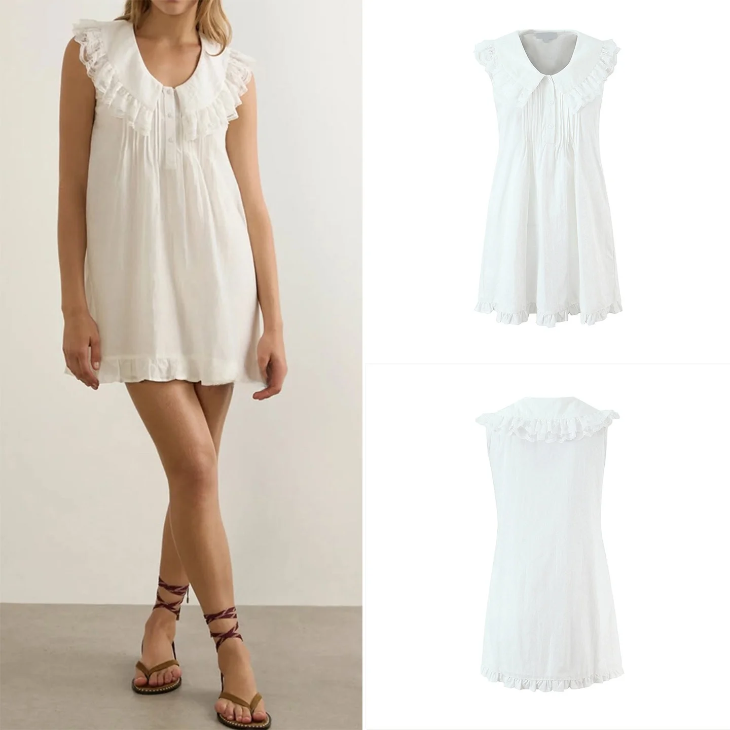 

Faionable Casual Lace Dr Women's Sle Winter 2025 New Arrival Big Collar Svel Loose Fit Single Button Closure