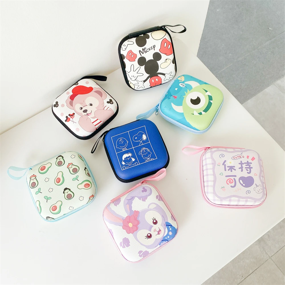 9.5x9.5cm schowek na słuchawki Airpods etui na kabel dyskowy przenośne torba na zamek błyskawiczny Kitty Cinnamoroll melodia Mickey Stitch Snoopy