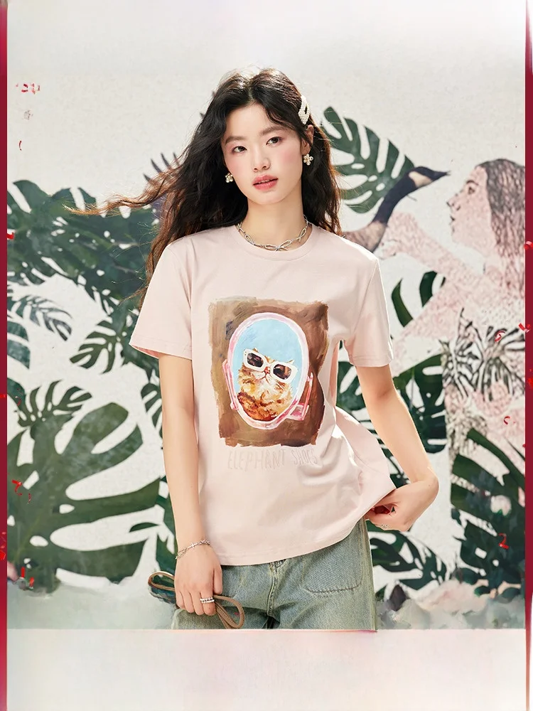 

Artka Весенняя повседневная футболка fiti ort Sve round Ne с принтом Модный топ Женская одежда Женская футболка премиум-класса