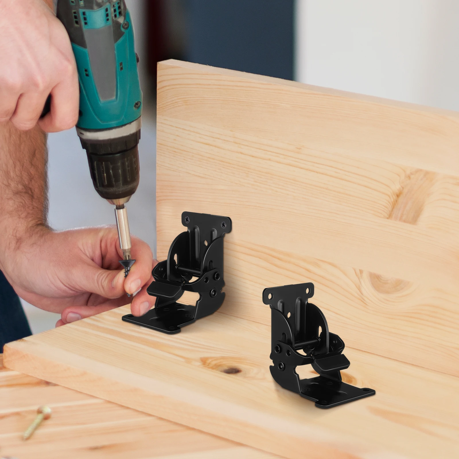 

4Pcs Folding Furniture Hardware Heavy Duty Self Locking Hinges Foldable Table Leg Brackets Connectors for Cabinets Shelves