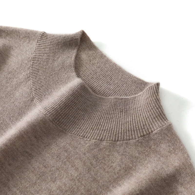 Woman High-quality imitation 100%Pure Merino Wool Half High Neck Autumn Winter Sweater Comfortable Warm Knitwear for Casual Wear