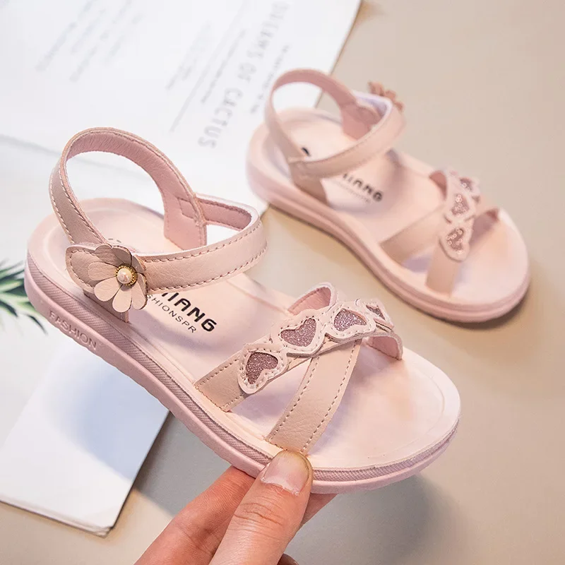 Filles sandales enfants chaussures été fleur sandales mode petites filles semelle souple bébé fille Robe et pantoufles taille populaire 26-37