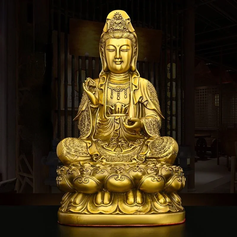 

Copper South Sea Goddess of Mercy Buddha Statue Ornaments Home Furnishings Sculptures