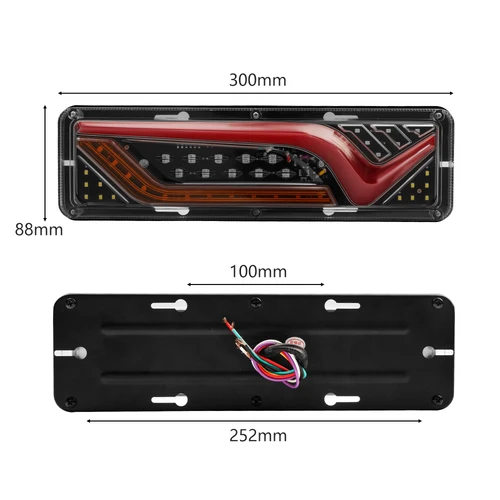 Imagen 2 del producto 2X 12/24V luz trasera de camión impermeable a prueba de golpes LED señal de giro de agua corriente luces de freno marcha atrás camión autobús remolque luces antiniebla