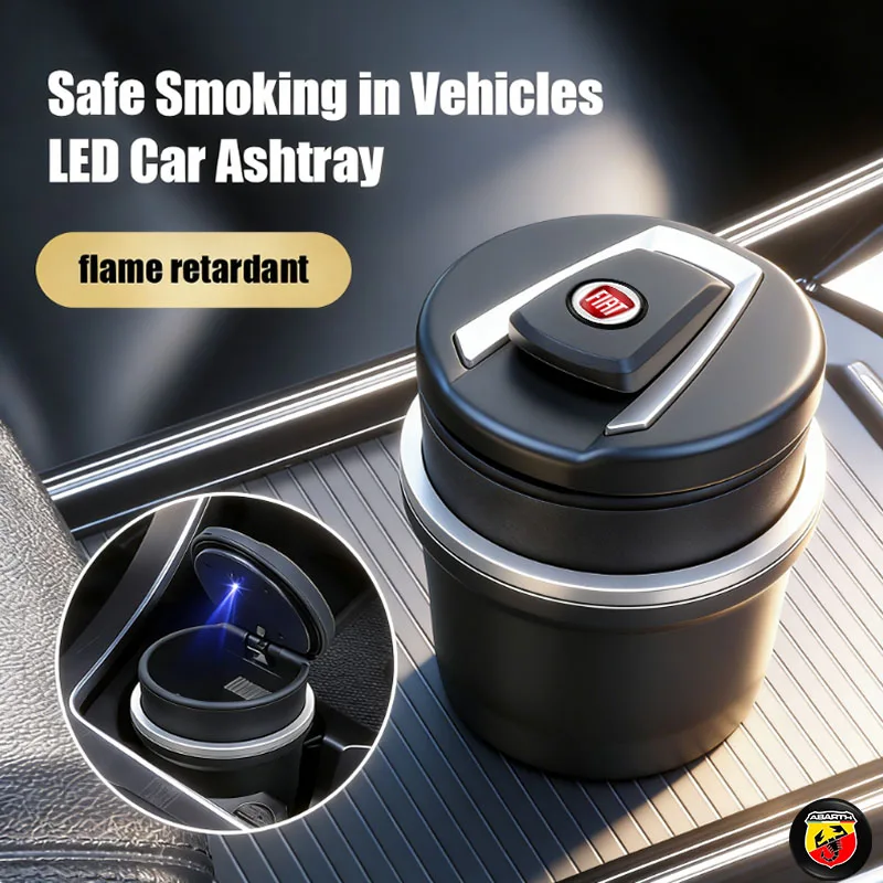 Cenicero para coche con luz LED, portátil, desmontable, para FIAT Abarth 500 Tipo FR Panda Argo Freemont Viaggio Bravo Punto