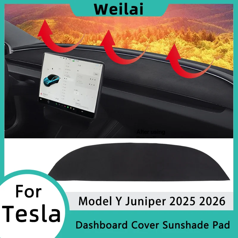 

Защитный чехол для приборной панели Tesla Model Y Juniper 2025-2026: анти-УФ, пылезащитный, солнцезащитный коврик-накладка для центральной консоли, автомобильные аксессуары