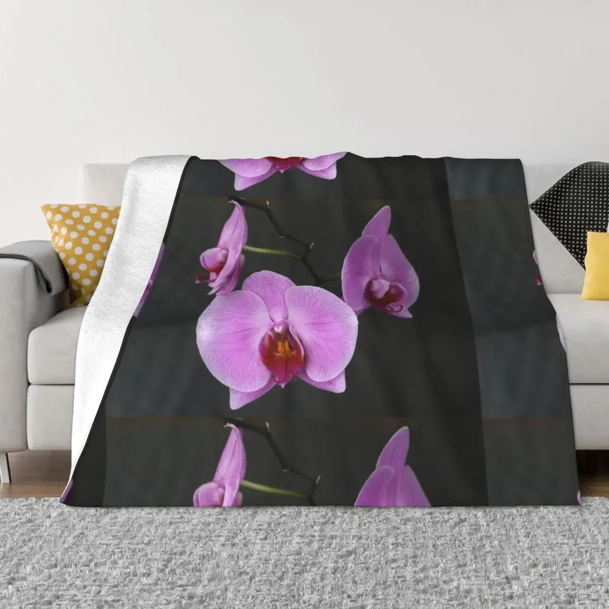 pink moth orchid Throw Blanket Quilt Giant Sofa Loose Fluffy Softs Blankets