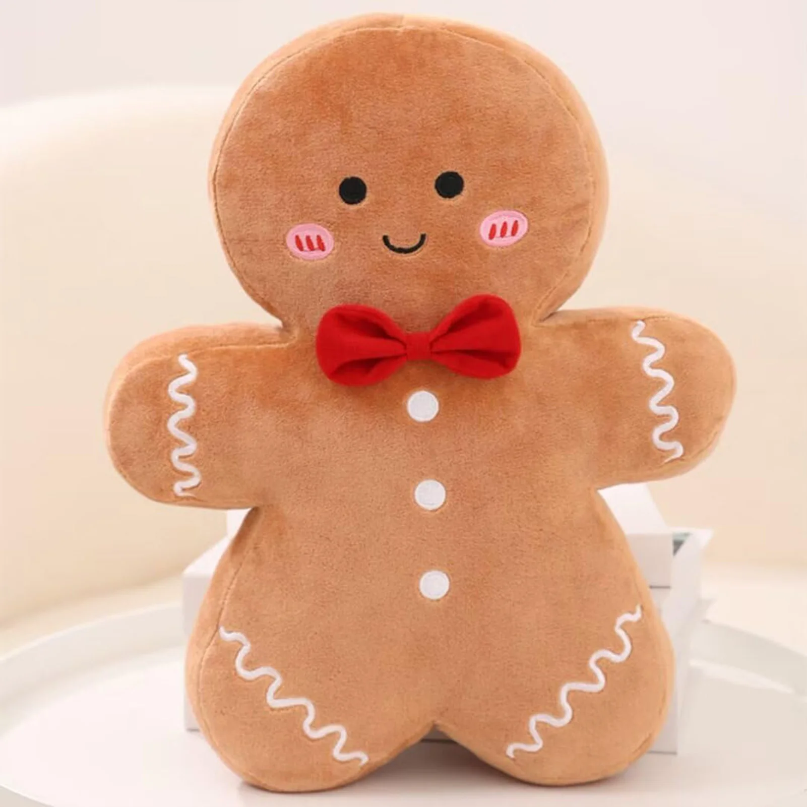 Christmas Decoration Toys Cute Gingerbread Man Stuffed Toy Stuffed Doll Comfort Doll Throw Pillow Home Decoration Decor Gift