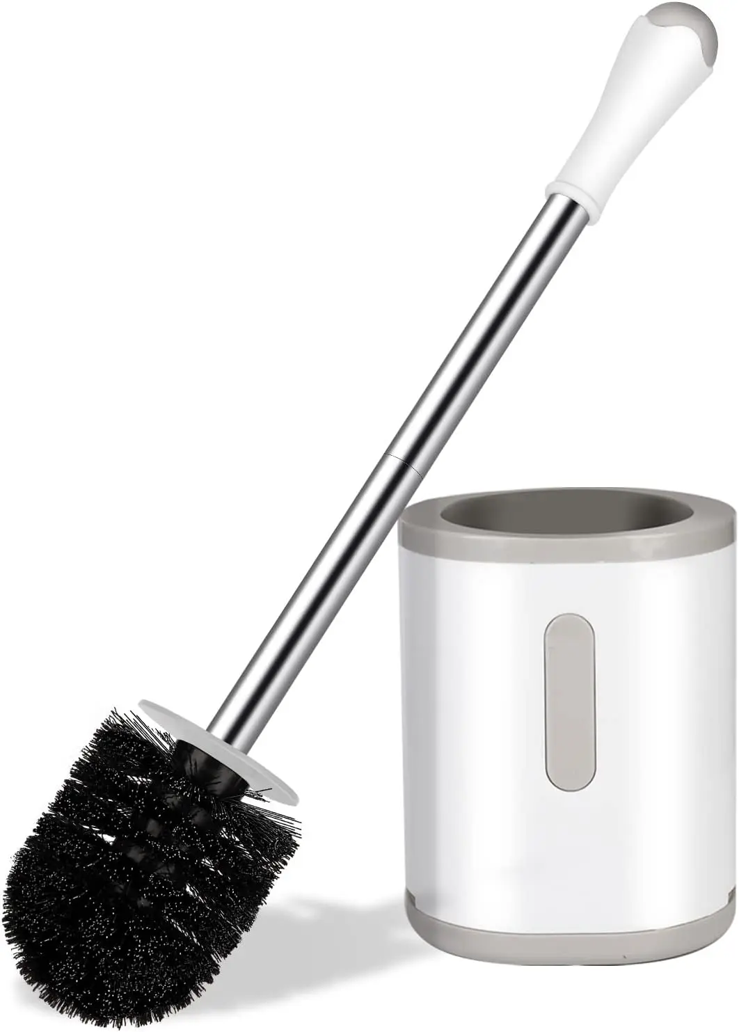 

Compact Toilet Brush & Holder with Stainless Steel Handle, Space Saving, Deep Cleaning, Drip-Proof, Easy to Assemble, Nylon