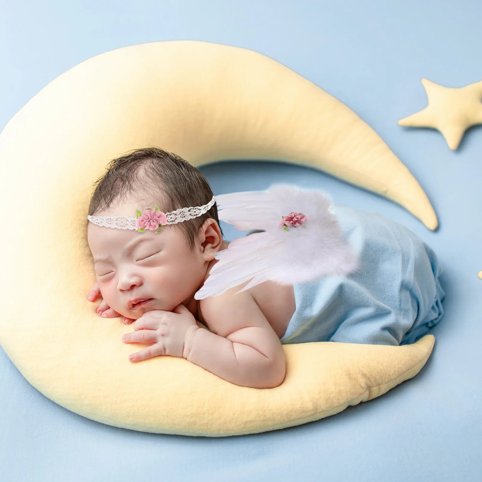 

1 set 1 Set Angel Fairy Wing Baby Costume Prop Kids Cosplay Headband Photo Props Premium Flower Decor Party Supplies For Girls