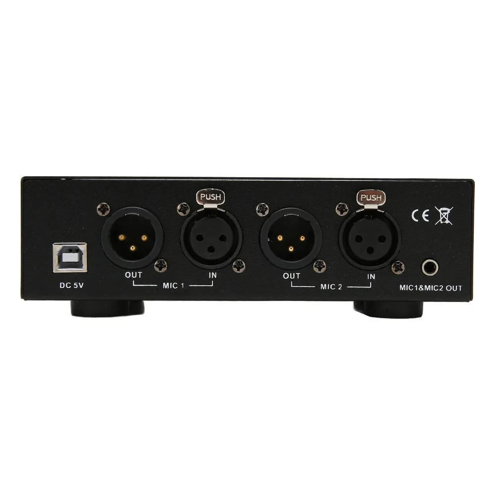 

With XLR Cable 48V Phantom Power Supply Low Pass Filter High Stability Iron Shell Phantom Power 2 Channel Studio Use