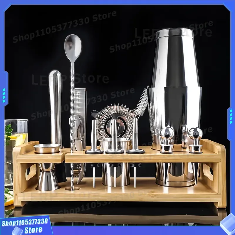 Professional Stainless Steel Cocktail Shaker Set Bar Tools Kit for Bartenders Home Party Mixing Muddler Strainer Jigger Spoon