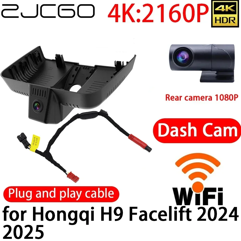 ZJCGO 4K DVR Dash Cam Wifi Front Rear Camera 24h Monitor For Hongqi H9 Facelift 2024 2025