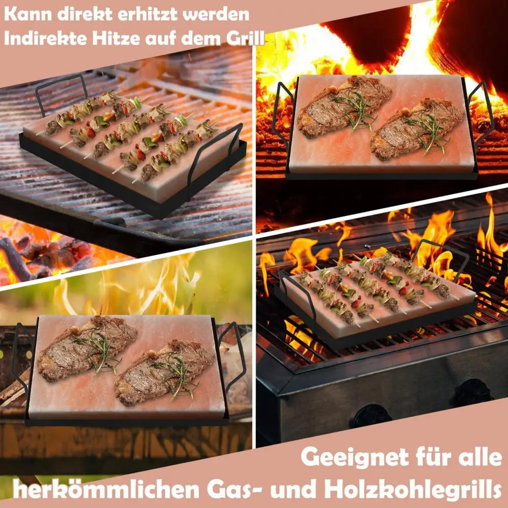 Reusable Salt Stone Heavy Duty Salt Stone Grilling Rack Non-stick Heat Resistant Bbq Grill Holder Easy to Clean for Outdoor