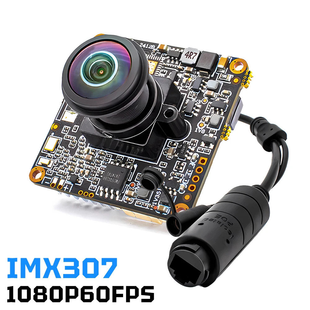 Full HD 1080P IMX307 CMOS 2MP 60FPS POE IP Camera Module With No Distortion Lens Support RTSP Onvif H.265 P2P For Motion Capture