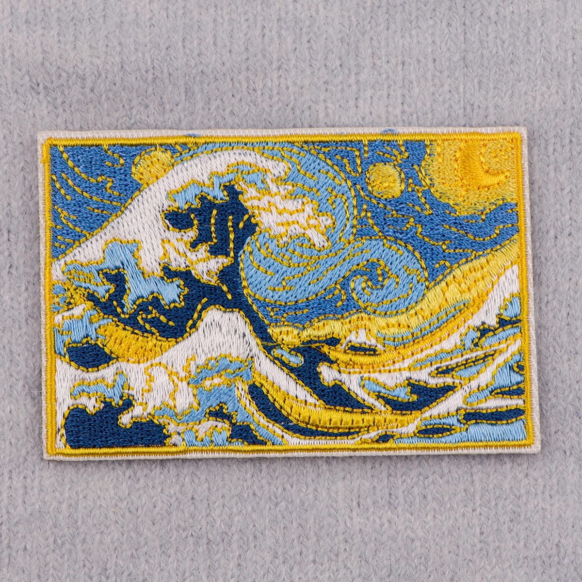 Japanese Waves Iron On Patch Clothes Patch For Clothing Art Embroidered Patch Garment Apparel Accessories Sewing Stickers