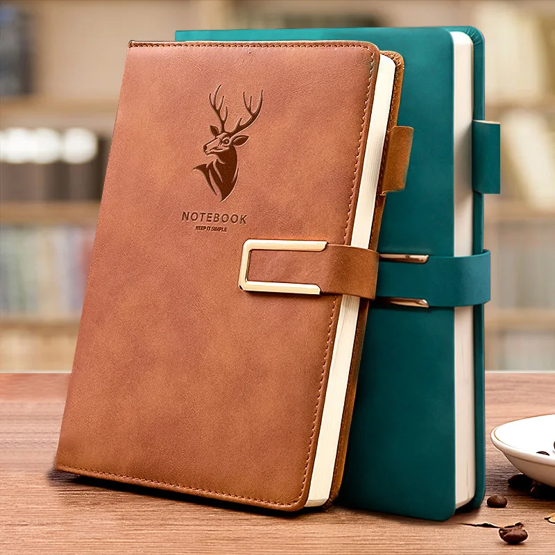 Business notebook a5 wholesale leather strap buckle notepad thick high value notebook book b5 small book weekly planner